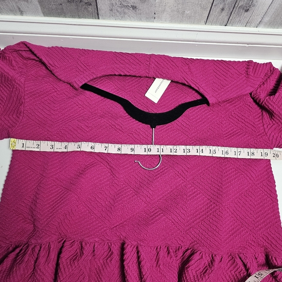 Anthropologie Maeve Hot Pink Mikayla Textured Peplum Long Sleeve Blouse M - Picture 9 of 9